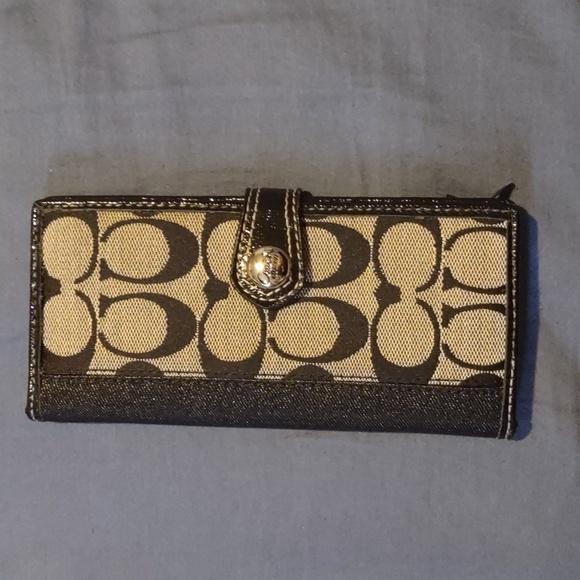 Authentic Vintage Signature Monogram Leather Canvas Coach Wallet - Picture 1 of 3